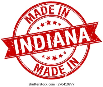 made in Indiana red round vintage stamp