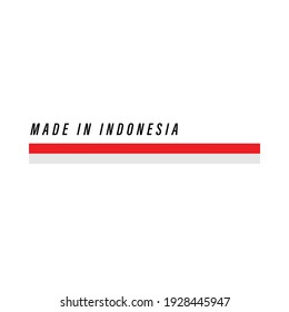 Made in Indonesia, badge or label with flag isolated on white background