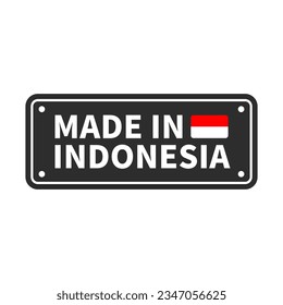 Made In Indonesia Black White Rectangle Shape With Red White Flag And Line For Product Created
