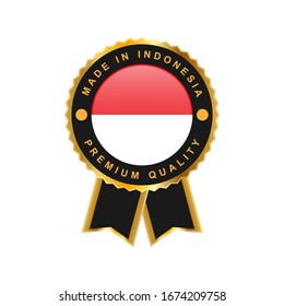 Made in Indonesia Emblem Badge Label Illustration template design. Vector Eps 10