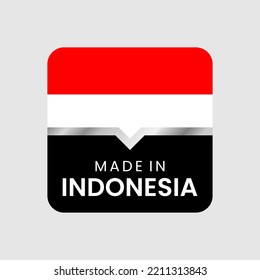 Made in Indonesia icon. minimalist label with country flag. vector illustration