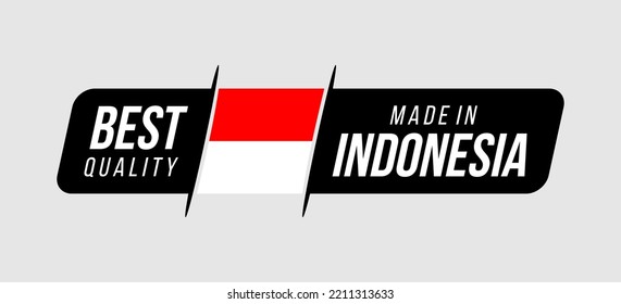 Made in Indonesia icon. minimalist round label with country flag. vector illustration