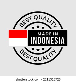 Made in Indonesia icon. minimalist round label with country flag. vector illustration