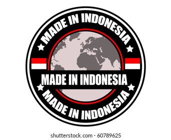 Made in Indonesia label, vector illustration