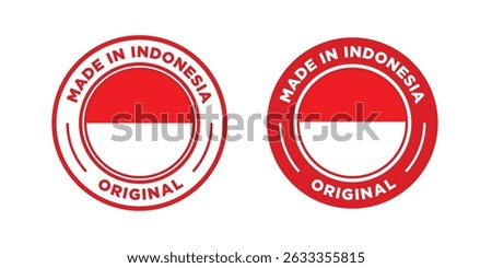 Made in the Indonesia labels icon, made in the Indonesia logo, Indonesia flag , Indonesian product emblem, Vector illustration
