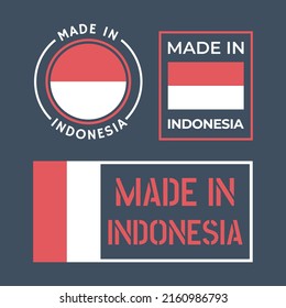 made in Indonesia labels set, Republic of Indonesia product emblem