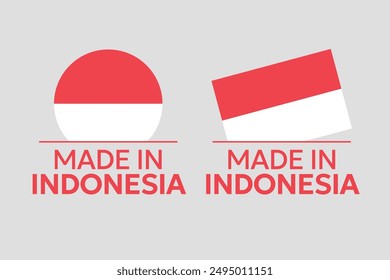 made in Indonesia labels set, Republic of Indonesia product icons