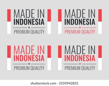 made in Indonesia labels set, Republic of Indonesia product icons