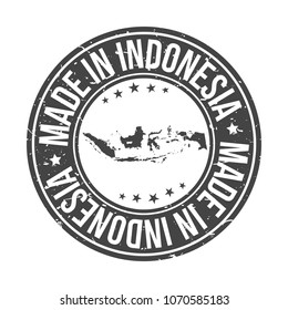 Made in Indonesia Map. Quality Original Stamp. Design Vector Art Seal Badge Illustration.