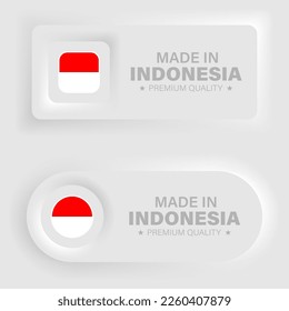 Made in Indonesia neumorphic graphic and label. Element of impact for the use you want to make of it.