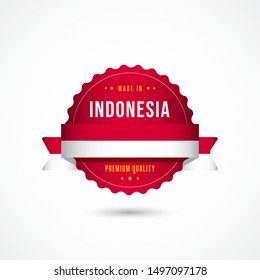 Made in Indonesia Premium Quality Label Badge Vector Template Design Illustration