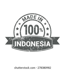 Made in Indonesia - Round gray grunge rubber stamp design isolated on white background. vector illustration vintage texture.