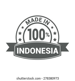 Made in Indonesia - Round gray rubber stamp design isolated on white background. vector illustration vintage texture.