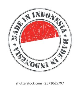 Made in Indonesia stamp scratched flag badge logo vector illustration