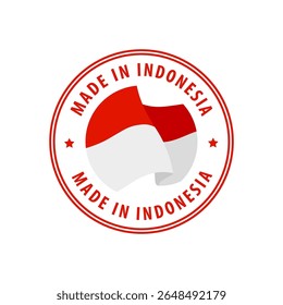 Made in Indonesia stamp, sticker. Vector illustration.