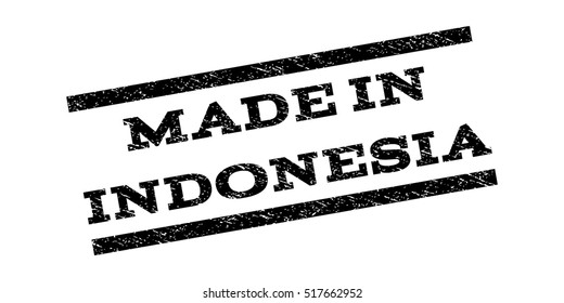 Made In Indonesia watermark stamp. Text caption between parallel lines with grunge design style. Rubber seal stamp with dirty texture. Vector black color ink imprint on a white background.