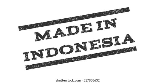 Made In Indonesia watermark stamp. Text caption between parallel lines with grunge design style. Rubber seal stamp with dirty texture. Vector gray color ink imprint on a white background.
