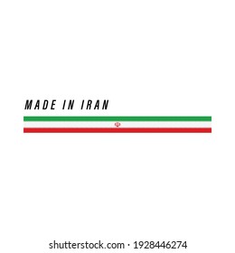 Made in Iran, badge or label with flag isolated on white background