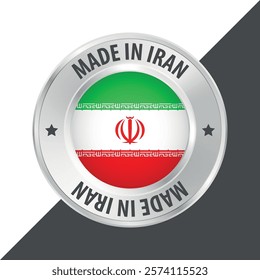 Made in Iran badge logo flag sticker 3d vector illustration isolated on white