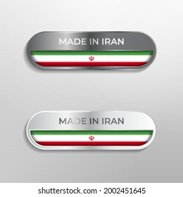 Made in Iran Label, Symbol or Logo Luxury Glossy Grey and White 3D Illustration