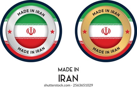 Made in Iran. Premium labels, stickers, pointer, badge and symbol of Iran flag icon. Collection vector illustration