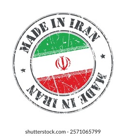 Made in Iran stamp scratched flag badge logo vector illustration