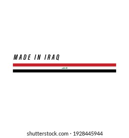 Made in Iraq, badge or label with flag isolated on white background