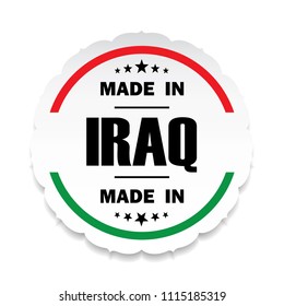 Made in Iraq flag button label banner icon Sticker Thai design, on white background.vector