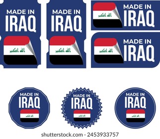 Made in Iraq. Iraq flag,  Tag, Seal, Stamp, Flag, Icon vector