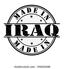 Made in Iraq grunge rubber stamp on white, vector illustration