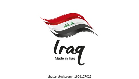 Made in Iraq handwritten flag ribbon typography lettering logo label banner
