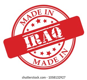 Made in Iraq red rubber stamp illustration vector on white background