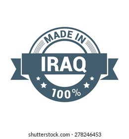 Made in Iraq. Round blue rubber stamp design isolated on white background. vector illustration vintage texture.