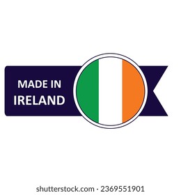 Made In Ireland. Flag, banner icon, design, sticker