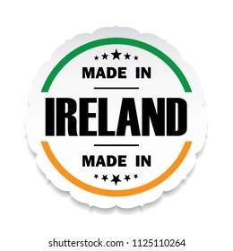 Made in Ireland flag button label banner icon Sticker Thai design, on white background.vector