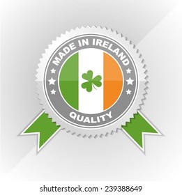 Made in Ireland, Flag, Seal, Ribbon, Vector Art