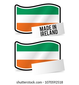 Made in Ireland Flag and white empty Paper. Esp10 Vector.