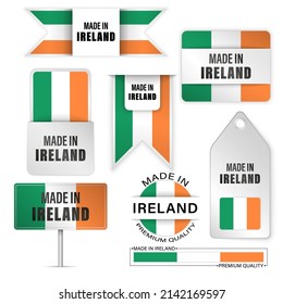Made in Ireland graphics and labels set. Some elements of impact for the use you want to make of it.