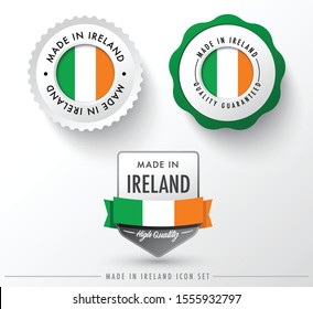 Icono hecho en Irlanda aislado en fondo blanco, para infografías y plantillas de banner: Ilustración vectorial