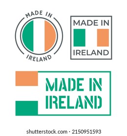 made in Ireland icon set, product labels of Republic of Ireland