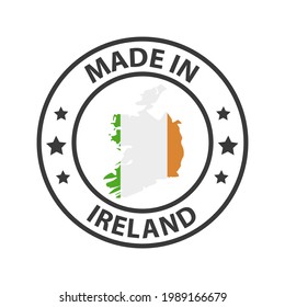 Made in Ireland icon. Stamp made in with country map