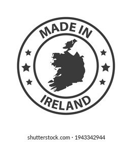 Hergestellt in Irland Symbol. Stempelaufkleber. Vektorgrafik