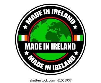 Made in Ireland label, vector illustration