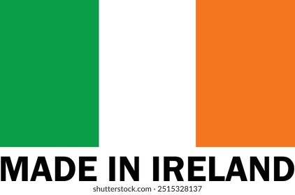 Hergestellt in Irland, Marke in Irland, Herstellerzeichen, Produktsymbol, Marke in Irland Symbol, Hergestellt in Irland mit Flagge