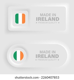 Made in Ireland neumorphic graphic and label. Element of impact for the use you want to make of it.