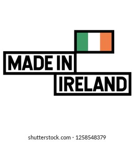 Made in Ireland product label isolated on white background.