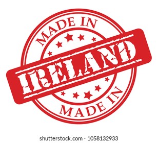 Made in Ireland red rubber stamp illustration vector on white background