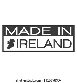 Made In Ireland. Stamp Rectagle Map. Logo Icon Symbol. Design Certificated. 