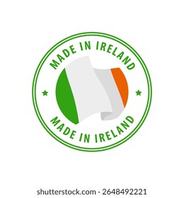 Made in Ireland stamp, sticker. Vector illustration.