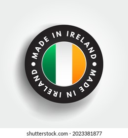 Hergestellt in Irland Text-Emblem-Button, Konzept-Hintergrund